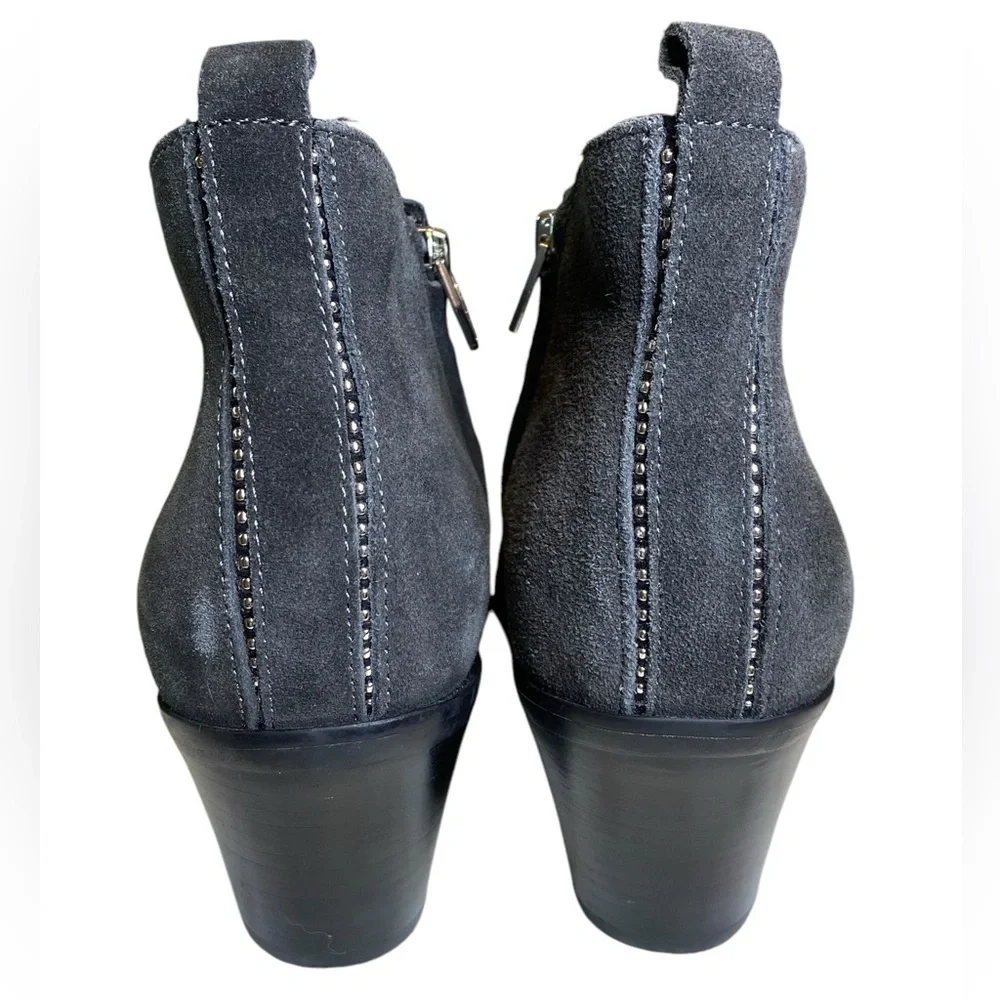 Dolce Vita Elza Dark Gray Suede Studded Pointed Toe Ankle Boots Women's Size 8.5